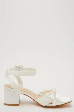 Bridal White Satin Knot Heeled Sandals -Princess Style Shop 00100032907 ZS