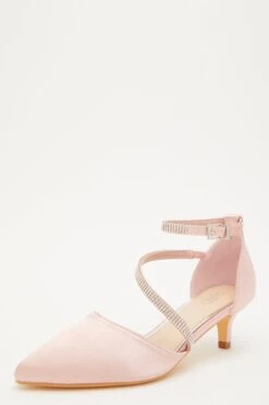 Pink Satin Asymmetric Strap Court Heels -Princess Style Shop 00100032910 XB