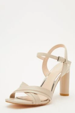 Nude Cross Strap Heeled Sandals -Princess Style Shop 00100032915 XB