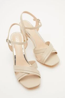 Nude Cross Strap Heeled Sandals -Princess Style Shop 00100032915 XS