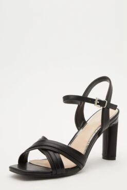 Black Cross Strap Heeled Sandals -Princess Style Shop 00100032917 XB