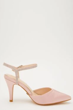 Pink Satin Diamante Strap Court Heels -Princess Style Shop 00100032918 ZS