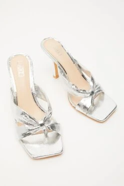 Silver Mule Heeled Sandals -Princess Style Shop 00100032932 XS