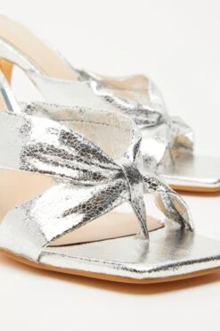 Silver Mule Heeled Sandals -Princess Style Shop 00100032932 ZB