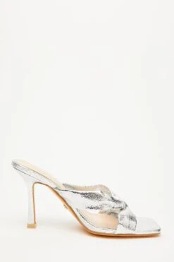 Silver Mule Heeled Sandals -Princess Style Shop 00100032932 ZS