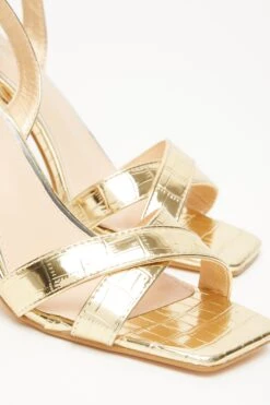 Gold Cross Strap Heeled Sandals -Princess Style Shop 00100032944 ZB