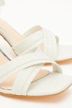 Silver Shimmer Heeled Sandals -Princess Style Shop 00100032974 ZB