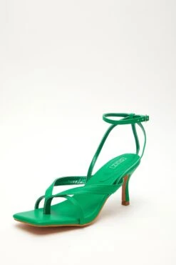Green Square Toe Heeled Sandals -Princess Style Shop 00100032977 XB