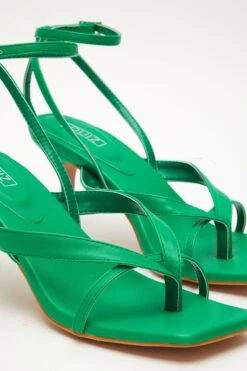 Green Square Toe Heeled Sandals -Princess Style Shop 00100032977 ZB