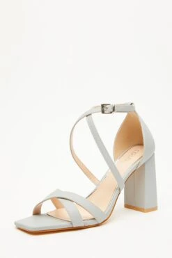 Blue Cross Strap Block Heeled Sandals -Princess Style Shop 00100033018 XB