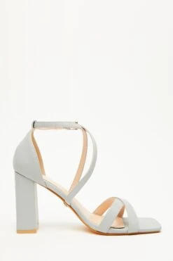 Blue Cross Strap Block Heeled Sandals -Princess Style Shop 00100033018 ZS