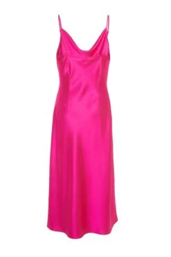 Hot Pink Satin Slip Midi Dress -Princess Style Shop 00100033377 ZB