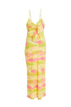 Lime Marble Print Tie Back Midi Dress -Princess Style Shop 00100033378 ZB