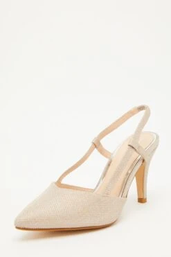 Champagne Shimmer Slingback Court Heels -Princess Style Shop 00100033921 XB