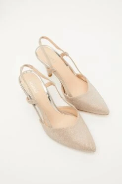 Champagne Shimmer Slingback Court Heels -Princess Style Shop 00100033921 XS