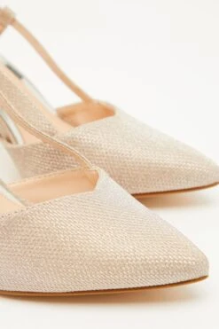 Champagne Shimmer Slingback Court Heels -Princess Style Shop 00100033921 ZB
