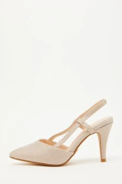 Champagne Shimmer Slingback Court Heels