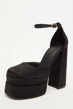 Black Satin Chunky Platform Heels -Princess Style Shop 00100033933 XB