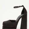 Black Satin Chunky Platform Heels 2 Black Satin Chunky Platform Heels -Princess Style Shop 00100033933 ZM