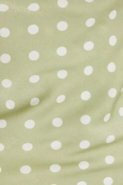 Sage Polka Dot Satin Midi Dress -Princess Style Shop 00100034227 ZS