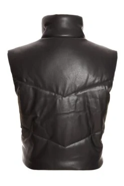 Black Short Faux Leather Gilet -Princess Style Shop 00100034336 ZB