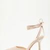 Champagne Satin Ankle Tie Court Heels