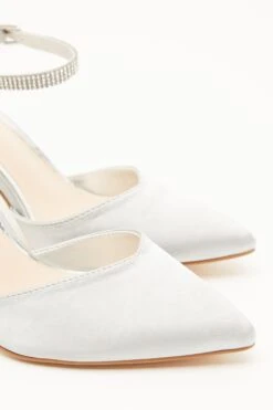 Grey Satin Diamante Strap Court Heels -Princess Style Shop 00100034492 ZB