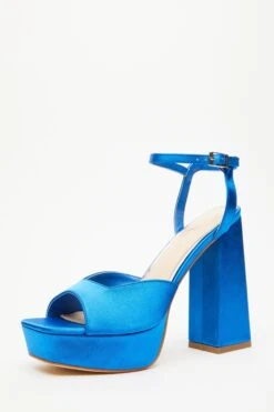 Blue Satin Platform Heeled Sandals -Princess Style Shop 00100034499 XB