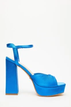 Blue Satin Platform Heeled Sandals -Princess Style Shop 00100034499 ZS