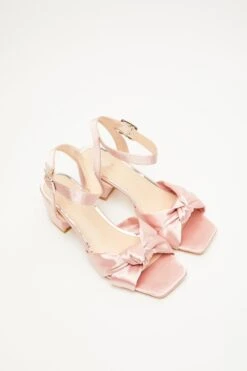 Pink Satin Knot Heeled Sandals -Princess Style Shop 00100034503 XS