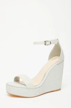 Silver Shimmer Platform Wedges -Princess Style Shop 00100034581 XB