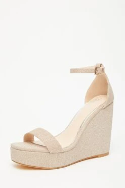 Rose Gold Shimmer Platform Wedges -Princess Style Shop 00100034582 XB