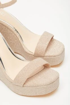 Rose Gold Shimmer Platform Wedges -Princess Style Shop 00100034582 ZB