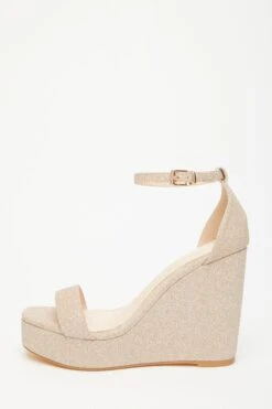 Rose Gold Shimmer Platform Wedges