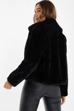Black Short Faux Fur Jacket -Princess Style Shop 00100034600 XB