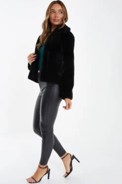 Black Short Faux Fur Jacket -Princess Style Shop 00100034600 XS