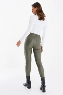 Green Faux Leather Skinny Trousers -Princess Style Shop 00100034748 XB
