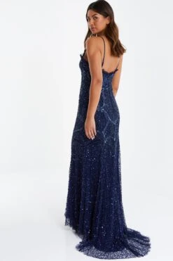 Navy Sequin Maxi Dress -Princess Style Shop 00100034938 XB