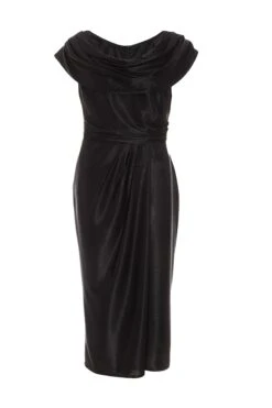 Black Ruched Midi Dress