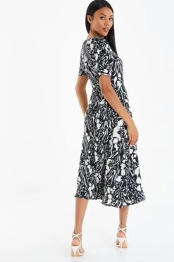 Black Animal Print Midi Dress 10 Black Animal Print Midi Dress -Princess Style Shop 00100035022 XB