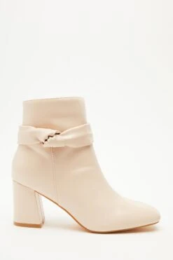 Pink Faux Leather Heeled Ankle Boots -Princess Style Shop 00100035076 XM