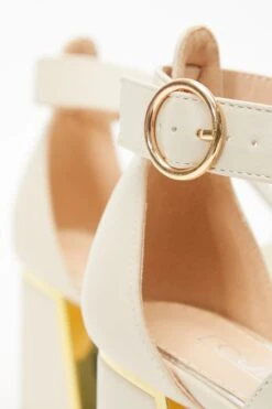 Cream Faux Leather Cut Out Heeled Ankle Boots -Princess Style Shop 00100035081 ZB