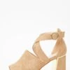 Tan Faux Suede Cut Out Heeled Ankle Boots