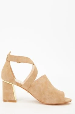 Tan Faux Suede Cut Out Heeled Ankle Boots -Princess Style Shop 00100035082 ZS