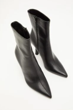 Black Faux Leather Heeled Ankle Boots -Princess Style Shop 00100035127 XS