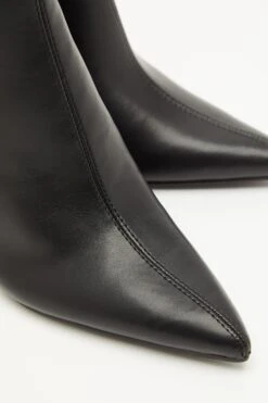 Black Faux Leather Heeled Ankle Boots -Princess Style Shop 00100035127 ZB