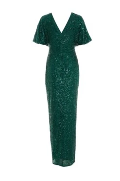 Green Sequin Batwing Maxi Dress -Princess Style Shop 00100035142 ZB