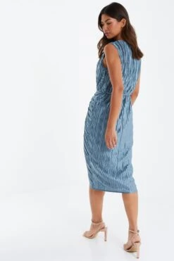 Grey Plisse Ruched Midi Dress -Princess Style Shop 00100035166 XB