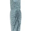 Grey Plisse Ruched Midi Dress