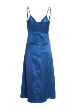 Navy Satin Cut Out Midi Dress -Princess Style Shop 00100035219 ZB